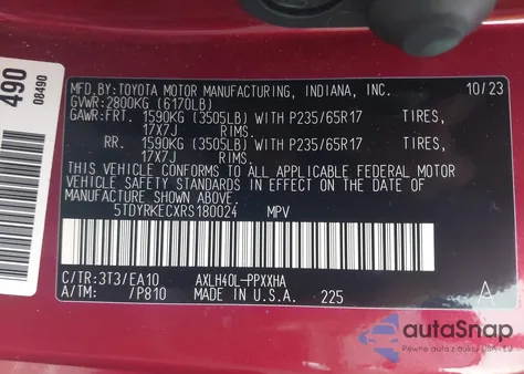 2024 Toyota Sienna Xle from USA, damaged, VIN 5TDYRKECXRS180024